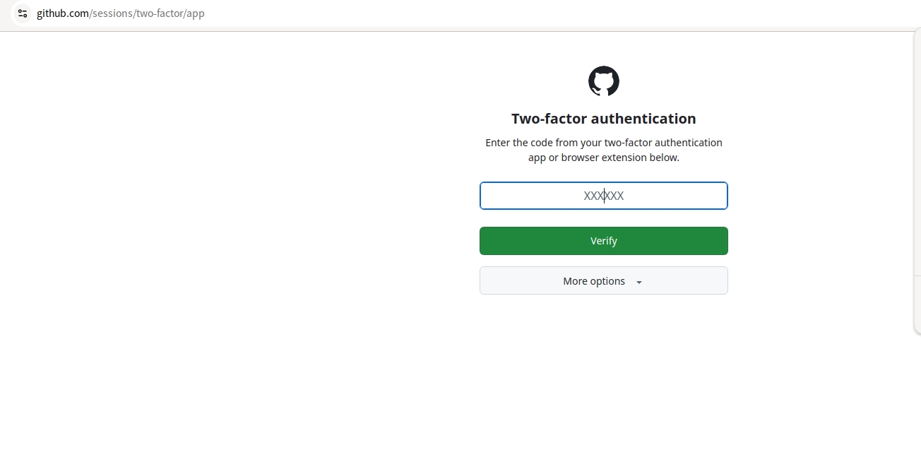 GitHub Two-factor authentication 验证页面